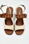 Women's Sandals with Troc Belt Detail and Heel in Beige - 5
