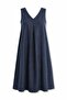 Navy Blue V-Neck Linen Dress 16891