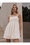 Esvab • Modern & Distinctive Square Collar Rope Strap Embroidered Mini Dress