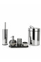 5 Piece Chrome Bathroom Accessory Set Trash Can Toilet Brush Crystal Liquid Soap Dispenser Toothbrush Holder Cotton Swab Holder