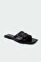 Lars Women's Black Flat Slippers with Buckle Detail - 2