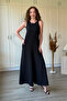 Wide-Legged Black Jumpsuit with Draped Belt Detail - 7