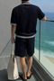 Oversize Fit Striped Knitwear Polo Collar Men's T-Shirt – Ribbed Textured Premium Summer Model - 3