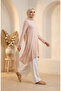 Bürümcük Fabric Asymmetrical Cut Long Tunic 0562-02 Cream - 2
