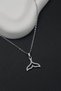 Silver Women's Necklace with Zircon Stone Whale Tail Figure - 4