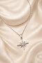Women's Silver Color Zircon Stone Pole Star Necklace