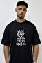 Para Slogan Design Printed Oversize Black T-Shirt