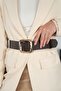 Patterned Square Gold Buckle Women's Belt Dress Belt Shirt Belt Jacket Belt - 4
