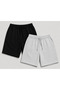 2-Piece Shorts for Women (Black-Grey) Basic Oversize Summer Shorts Set - Above the Knee Comfortable Fit Summer Product Anti-Sweat - 5