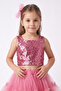 Fuchsia Square Collar Sequined Sleeveless Crop Blouse for Girls - Cintia