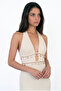 Halter Neck Midi Dress with Shell Accessories Natural - 4