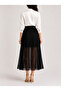Elastic Waist Striped Lace Short Lining Six-Piece Flared Skirt - 3