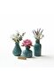 Set of 3 Ceramic Turquoise Green Vases - 5