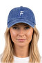 Letter F Cobalt Blue Embroidered Washable Vintage Unisex Hat
