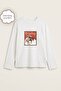 Women's Long Sleeve T-Shirt Western Rush Printed White – Stretchy Fabric, Comfortable Fit, Crew Neck