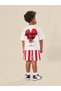 100% Cotton Letter Printed T-Shirt & Striped Shorts 2-Piece Boys' Set - 5