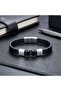 Men's White Steel and Leather Bracelet 18394B4D1 - 4
