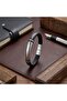 Name Engravable Steel Wire Leather and White Titanium Lock Bracelet 18393B15D2 - 3