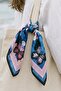 Butterfly Patterned Blue-Fuchsia Bandana Scarf 50X50 - 3