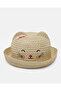 Girl Beige Embellished Hat