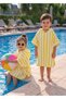 Outlet Girls-Boys Children's Hooded Sea-Beach-Pool Bamboo Towel Poncho 3-5 Years Old Striped/ Yellow - 3