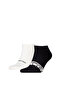 Men's Cotton Short Ankle Socks with Logo Embroidery, Double Pack, Black
