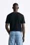 Men's Skirt-Edge Printed Crew Neck T-Shirt - Black - 3