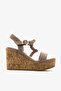 Mink Suede Genuine Leather Wedge Heeled Women's Sandals with Knitted Straps - 5
