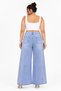 Plus Size Denim Stoned High Waist Wide Leg Women's Trousers - 2