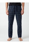Navy Blue Regular Fit Plaid Men's Pajama Bottoms - 2