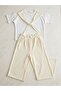 Girls' Suit with Sleeve Ties and Double Soft Combed Cotton Fabric - 3