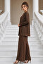Sequined Hijab Suit A9253 Brown - 3