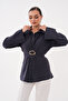 Modal Woven Shirt with Back Belt Fastening and Front Buckle Detail - 2