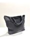 Dark Gray Patchwork Design Black Lined Shoulder Bag - 3