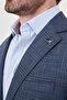 Plaid Slim Fit Mono Collar Men's Jacket Navy Blue - 41497.26Y - 2