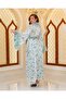 Special Design Feather Detailed 2-Piece Long Dressing Gown Full Satin - 3