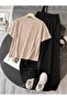 Unisex Women's Men's Zipper Bear Print Oversized Tshirt and Baggy Sweatpants - Summer Two-Piece Tracksuit Set - 3