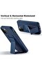 iPhone 16 Pro Max Blue Magnetic Kickstand Case with Premium Silicone, Vertical & Horizontal Hand Strap, and Multi-Stand - 3