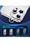 iPhone 15 Pro/Pro Max Camera Lens Protector, 9H Tempered Glass, Metal Individual Ring [Glitter] (White) - 2
