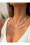 Ecru Snail Figured Gold Tube Beaded Necklace - 2