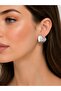 Brass Silver Color Engraved Detailed Heart Model Women's Earrings - 2