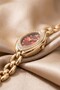 Mei̇nsa Women's Gold Stone Detailed Oval Wristwatch with Burgundy Dial Steel Chain Band Luxury Elegant Bracelet Watch 2026 - 3