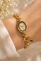 Gress Women's Gold Bee Charm Bracelet Watch Green Stone Detailed Oval Champagne Dial Steel Chain Luxury Vintage Elegant Women's Wristwatch 2026 - 4