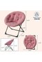 Oversized Folding Saucer Chair – Soft Faux Leather Upholstery – Ideal for Bedroom, Living Room, Dorm – Durable Gold Metal Frame – For Adults and Teens – - 3