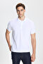 Men's White-White Cotton Slim Fit Polo Collar T-Shirt
