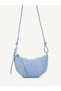 Women's Croissant Model Shoulder and Crossbody Bag with Rope Pendant Detail