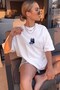 Women's Oversize T-Shirt Blueberry Muse Printed White – Crew Neck, Comfortable Fit, 100% Cotton - 4