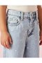 Girls Light Wash Heart Embroidered Wide Leg Jeans - 3