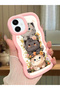 Samsung Galaxy A06 Compatible Case Camera Protector Pink Silicone Couple Phone Case Cat Pattern