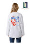 Wide Sleeve Oversize Long Sleeve White Tshirt 100% Cotton Printed Summer T-Shirt